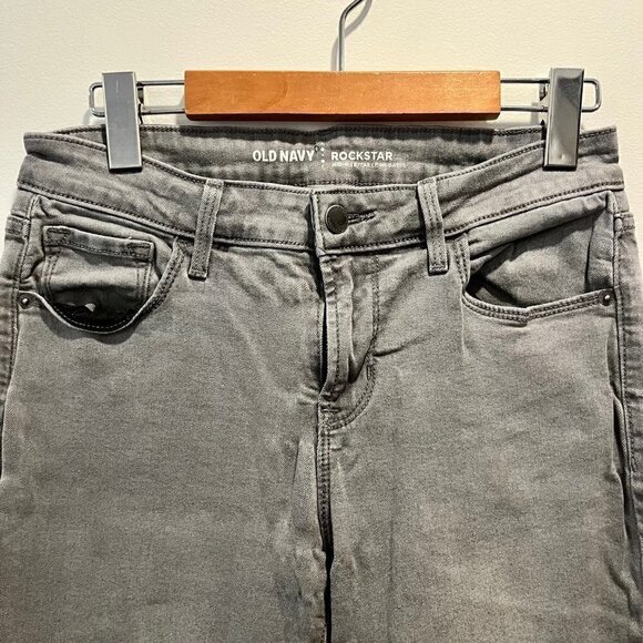 Old Navy Rockstar Light Grey Wash High Waist Stretch Slim Skinny Jeans size 6 - Picture 6 of 8